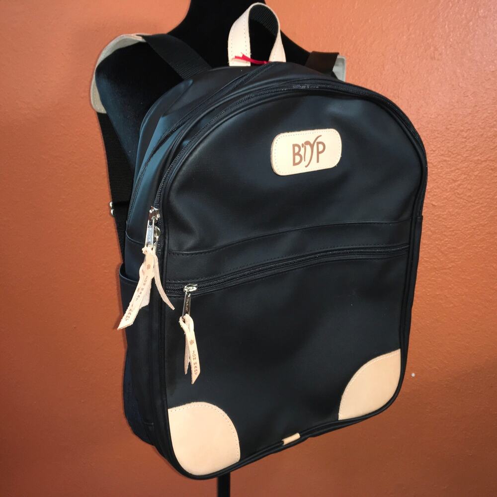 Jon Hart Large Backpack Coated Canvas Black Leather Accents *BP* Travel School